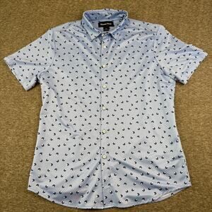 Mizzen and Main Men's Short Sleeve Button Down Shirt Collared Trim Fit Large